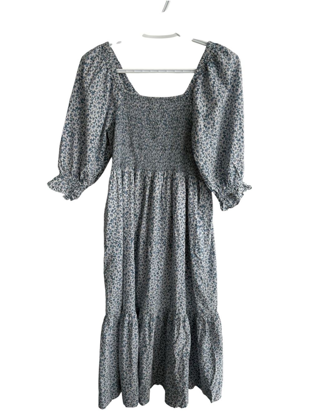 Madewell Lucie Elbow-Sleeve Smocked Midi Dress in Sunflower Field Sz Small - Picture 4 of 10